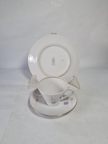 Чайное трио винтажное Schumann Arzberg Bavaria в пастельных тонах, фарфор, Германия, 1970-80гг.