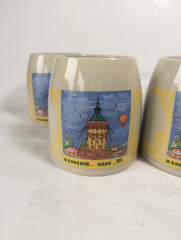 Немецкие пивные кружки винтажные Eichbaum Ureich &quot;Мангеймерская ярмарка'92&quot;, растал, керамика, 4 шт., 0.5 л, 14 см, 1992 год.