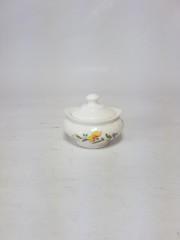 Вазочка с крышкой Aynsley, английский костяной фарфор &quot;Цветы и бабочки&quot;, 7 x 5,5 x 6 см, Англия, 1960-70гг.