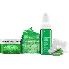 Peter Thomas (Питер Томас) Roth Cucumber De-Tox Hydrating &amp; Smoothing Kit, Cucumber Gel Mask Extreme Detoxifying Hydrator 150 мл + Cucumber De-Tox Bouncy Hydrating Gel 15 мл + Cucumber De-Tox Foaming CLEAN (Клин)ser 50 мл + Cucumber De-Tox  De-Puffing Eye