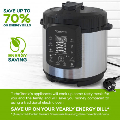 TurboTronic by Z-Line TurboTronic by Z-Line Multikocher 6L mit 2x Topf Edelstahltopf und beschichtet, PLASTIKFREI Silber, 1000 W, Dampfdrucktopf Elektrischer Schnellkochtopf Dampfgarer Schwarz Мультиварка TurboTronic by Z-Line 6л с 2 кастрюлями из нержаве