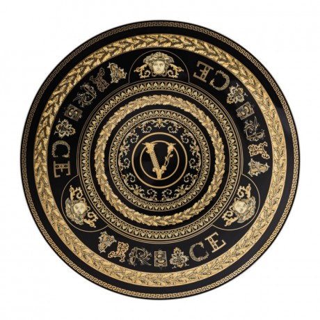 Rosenthal meets Versace Rosenthal Versace Virtus Gala Black Platzteller / Wandteller 33 cm Rosenthal Versace Virtus Gala Черная сервировочная тарелка / настенная тарелка 33 см