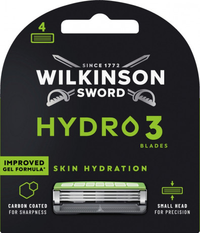 WILKINSON SWORD Hydro 3 4er Klingenpackung, 4 St, Вилкинсон Сворд Сменные кассеты Hydro 3, 4 шт, 3 лезвия, увлажняющий гель