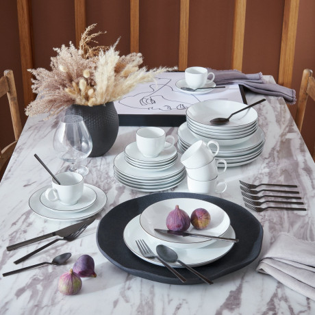 Seltmann Weiden Seltmann Weiden Kombiservice Lido Black Line 30-tlg. rund Weiss Комбинированный сервиз Seltmann Weiden Lido Black Line 30 шт. вокруг