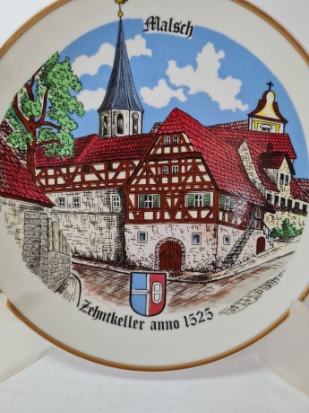 KAHLA GDR Декоративная тарелка "Город Мальш", 19,5см, 1960-70гг.