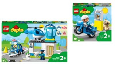 LEGO 2er Set: 10959 Polizeistation mit Hubschrauber + 10967 Polizeimotorrad Набор из 2 предметов: 10959 Полицейский участок с вертолетом + 10967 Полицейский мотоцикл.