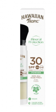 Hawaiian Tropic Mineral Powder Brush LSF 30,  Кисть c минеральной пудрой SPF 30,  со 100% минеральными фильтрами, 4,3г