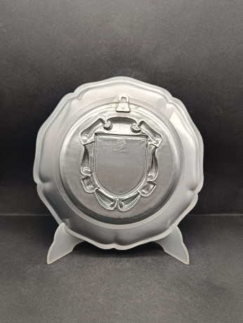 Тарелка декоративная винтажная "Герб города Вагхойзель" / Серия "Геральдика", яркий декор, олово (95%), 23 см, Германия, 1970-80гг.