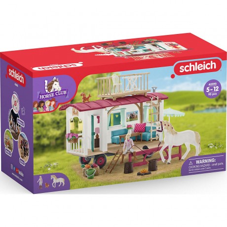 Schleich Schleich Horse Club Bundle: 42593 Wohnwagen fur geheime Club-Treffen + 42370 Mobile Tierarztin mit Hannoveraner Fohlen Комплект Schleich Horse Club: 42593 каравана для секретных встреч клуба + 42370 мобильный ветеринар с ганноверским жеребенком