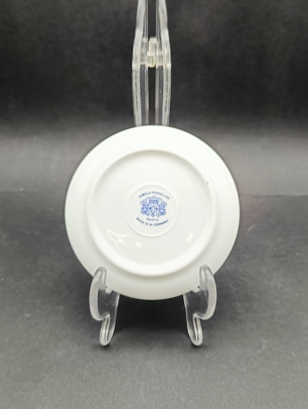 Тарелка декоративная винтажная Gerold Bavaria "Розовая гербера" с золотистой окантовкой, фарфор, 10 см, Германия, 1960-70гг.